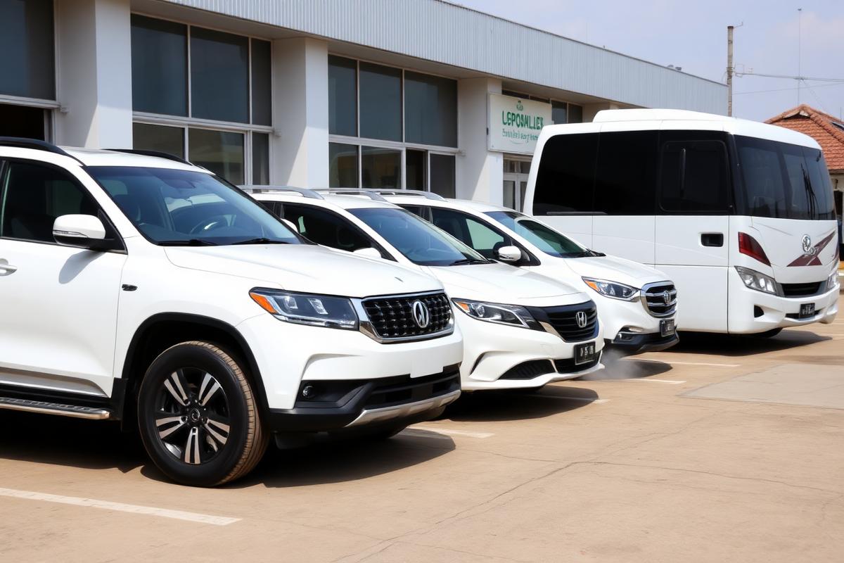 Detobanis vehicles lined up and ready for passenger journeys